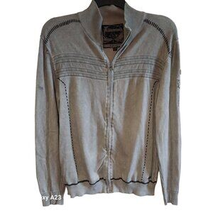 Buckle Black Label XXL Slim Fit Gray Full-Zip Jacket With Ribbed Collar Decorati